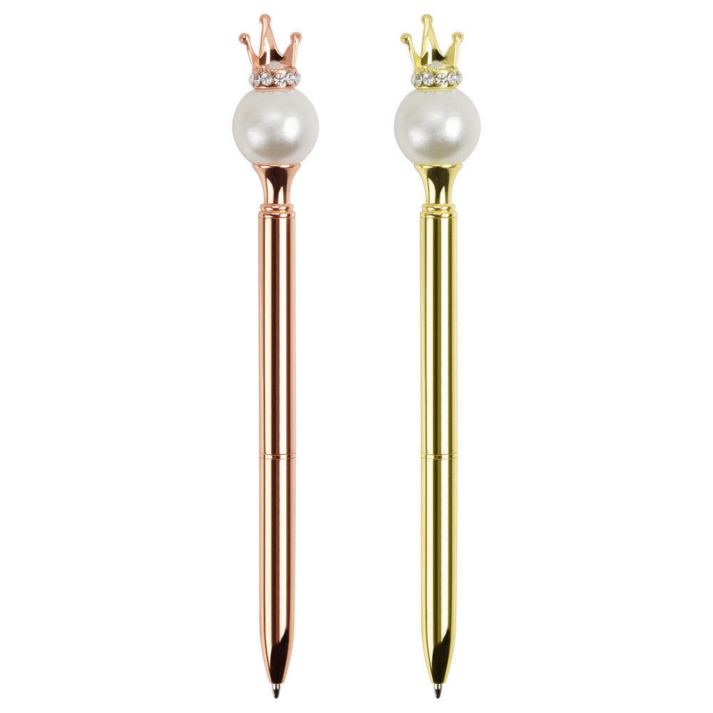 Wholesale Pearl Queen Crown Round Metal Ball Pen